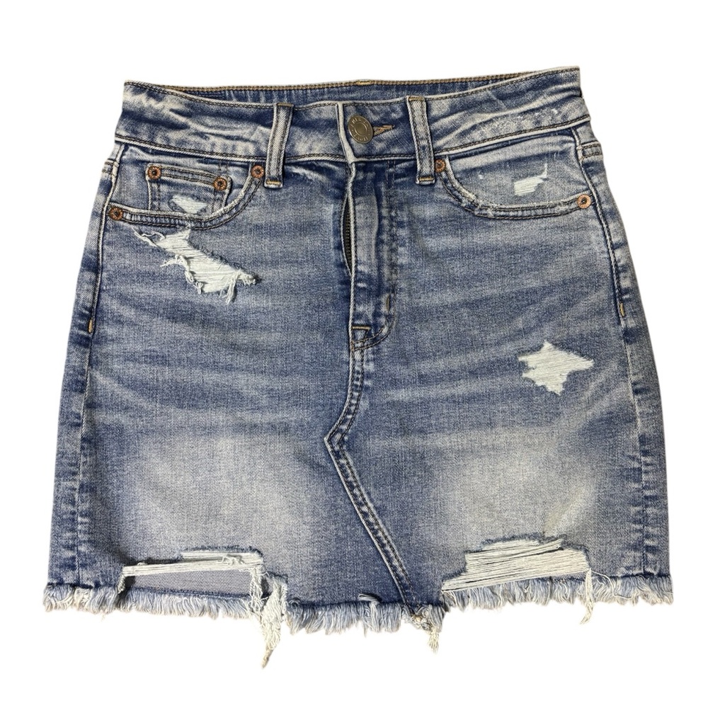 American Eagle Super Stretch Curvy Hi-Rise Mini Denim Skirt Size 0